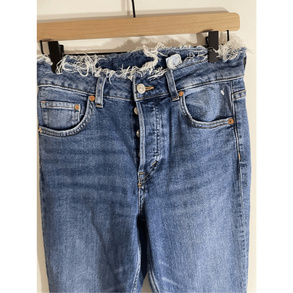 H & M Distressed Raw Hem High Rise Streetwear Comfy Indie Skinny Jeans SZ 28 - Picture 2 of 9
